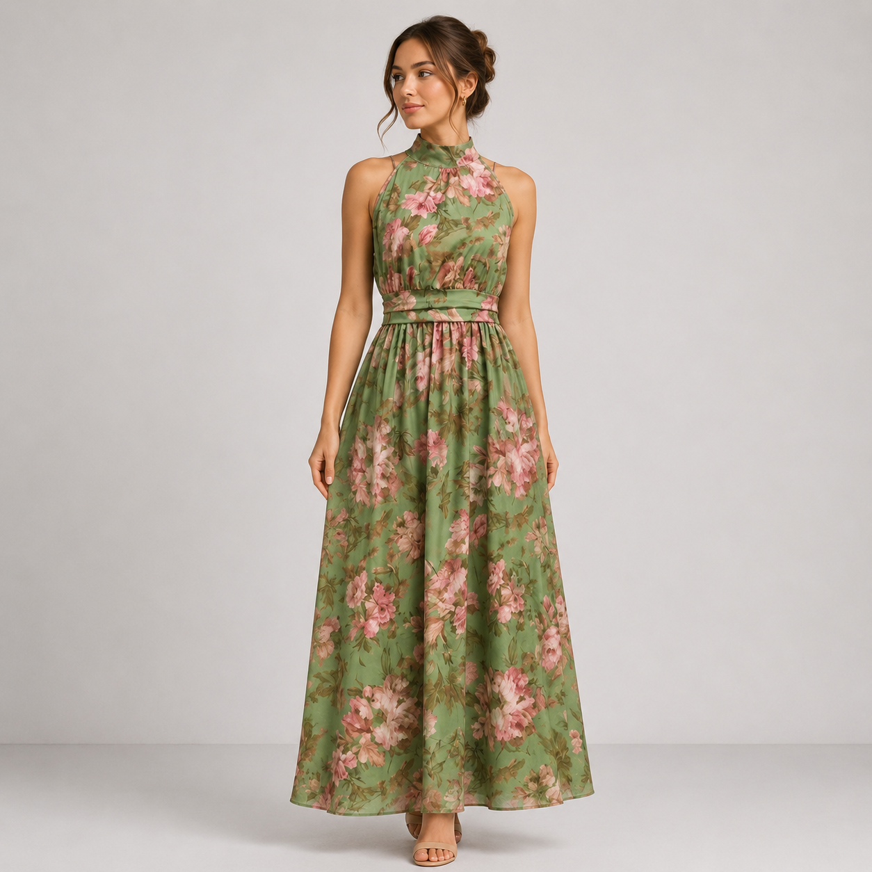Hanne | Damen Elegant Blumen Maxikleid
