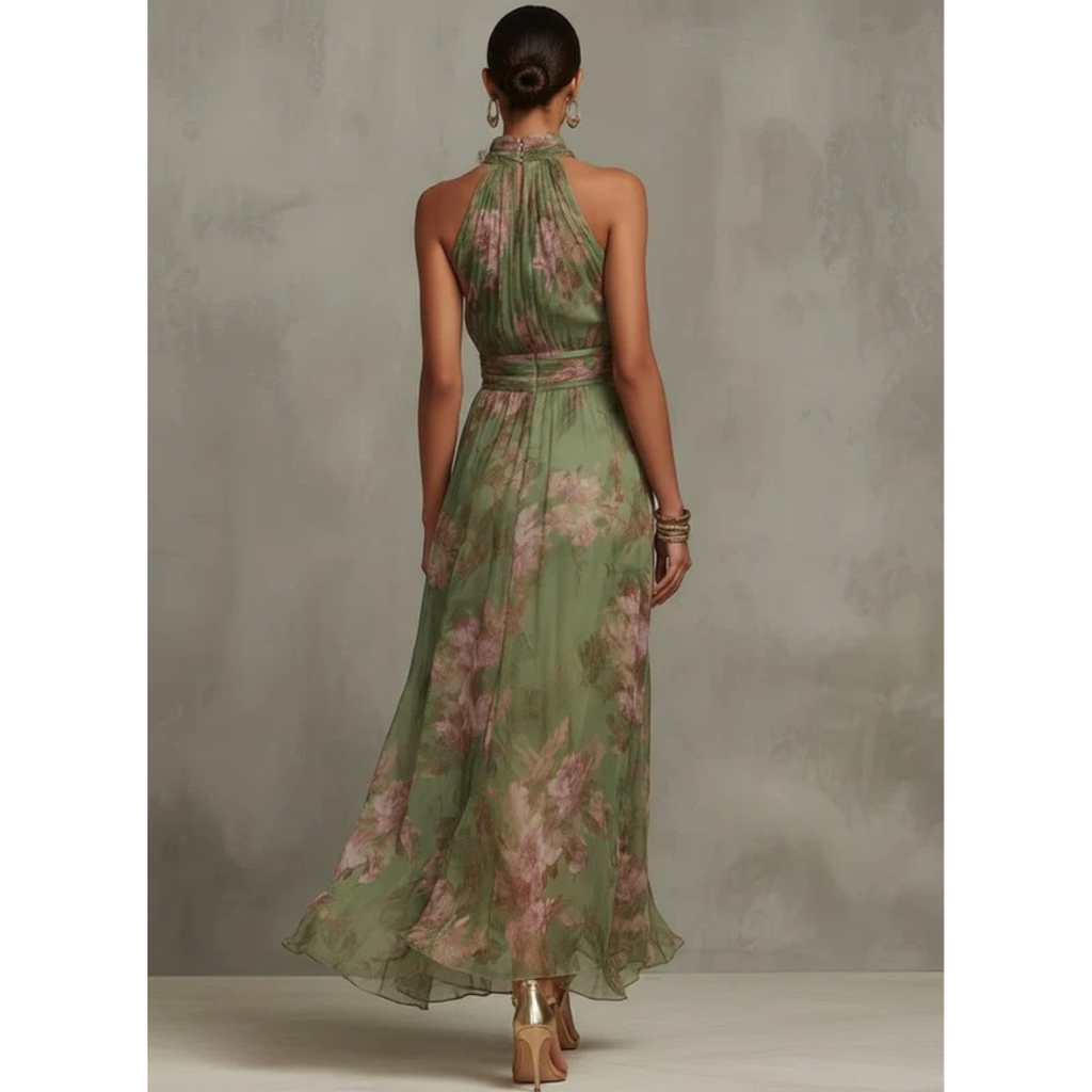 Hanne | Damen Elegant Blumen Maxikleid