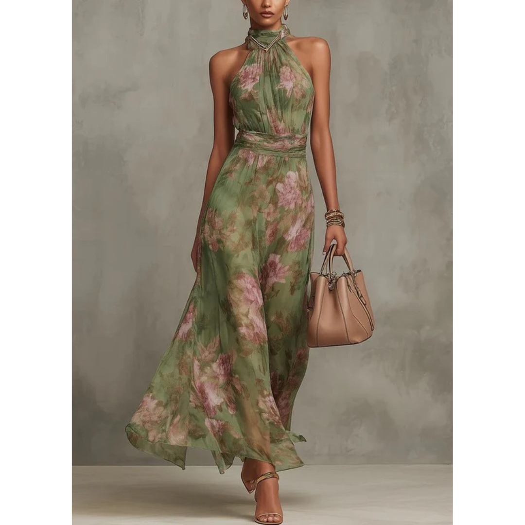Hanne | Damen Elegant Blumen Maxikleid