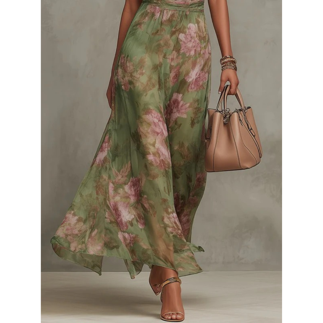Hanne | Damen Elegant Blumen Maxikleid