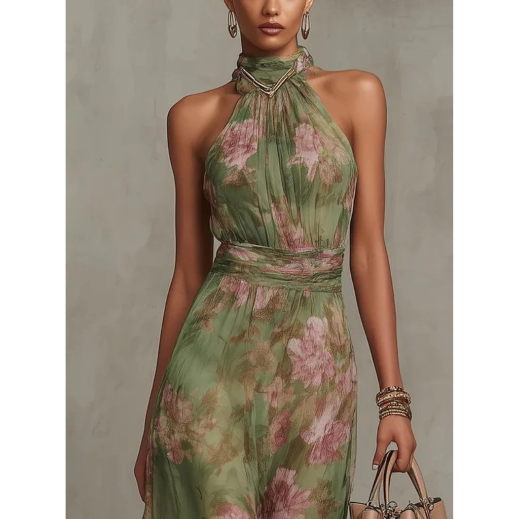 Hanne | Damen Elegant Blumen Maxikleid