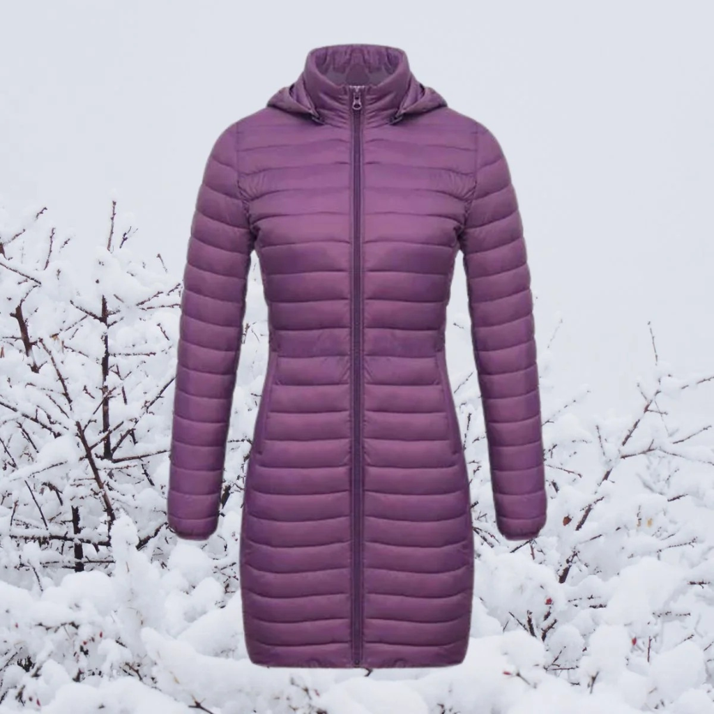 Hannelore | Damen Winterjacke mit Kapuze, Langer Schnitt und Reißverschluss