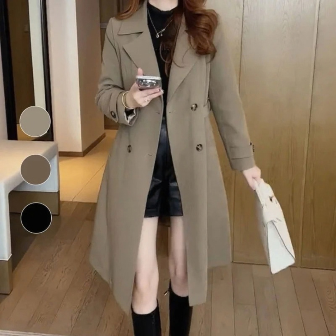 Hanni | Damen Lange Winterjacke im Zweireiher Stil