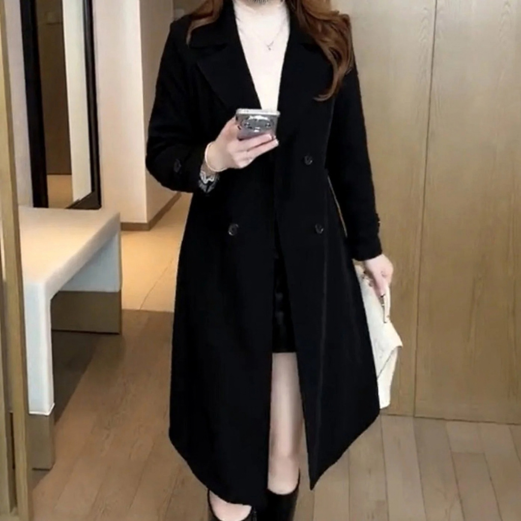 Hanni | Damen Lange Winterjacke im Zweireiher Stil