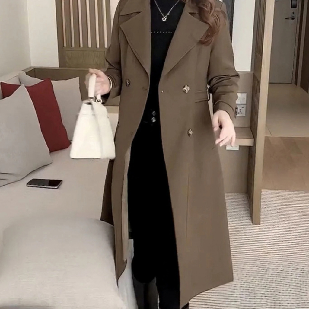 Hanni | Damen Lange Winterjacke im Zweireiher Stil