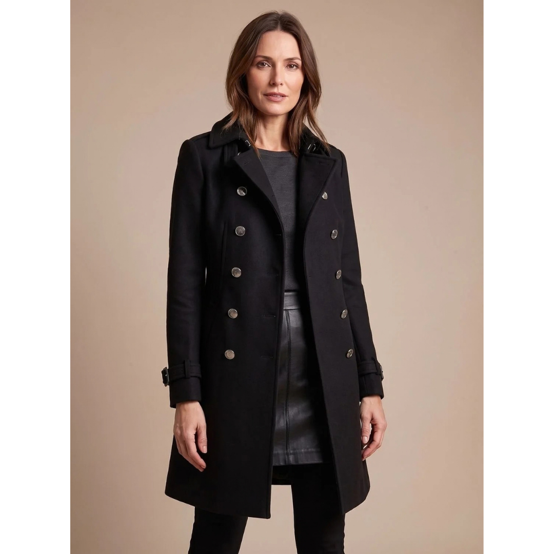 Hanni | Damen Winterjacke im Zweireiher Stil mit Wollmantel