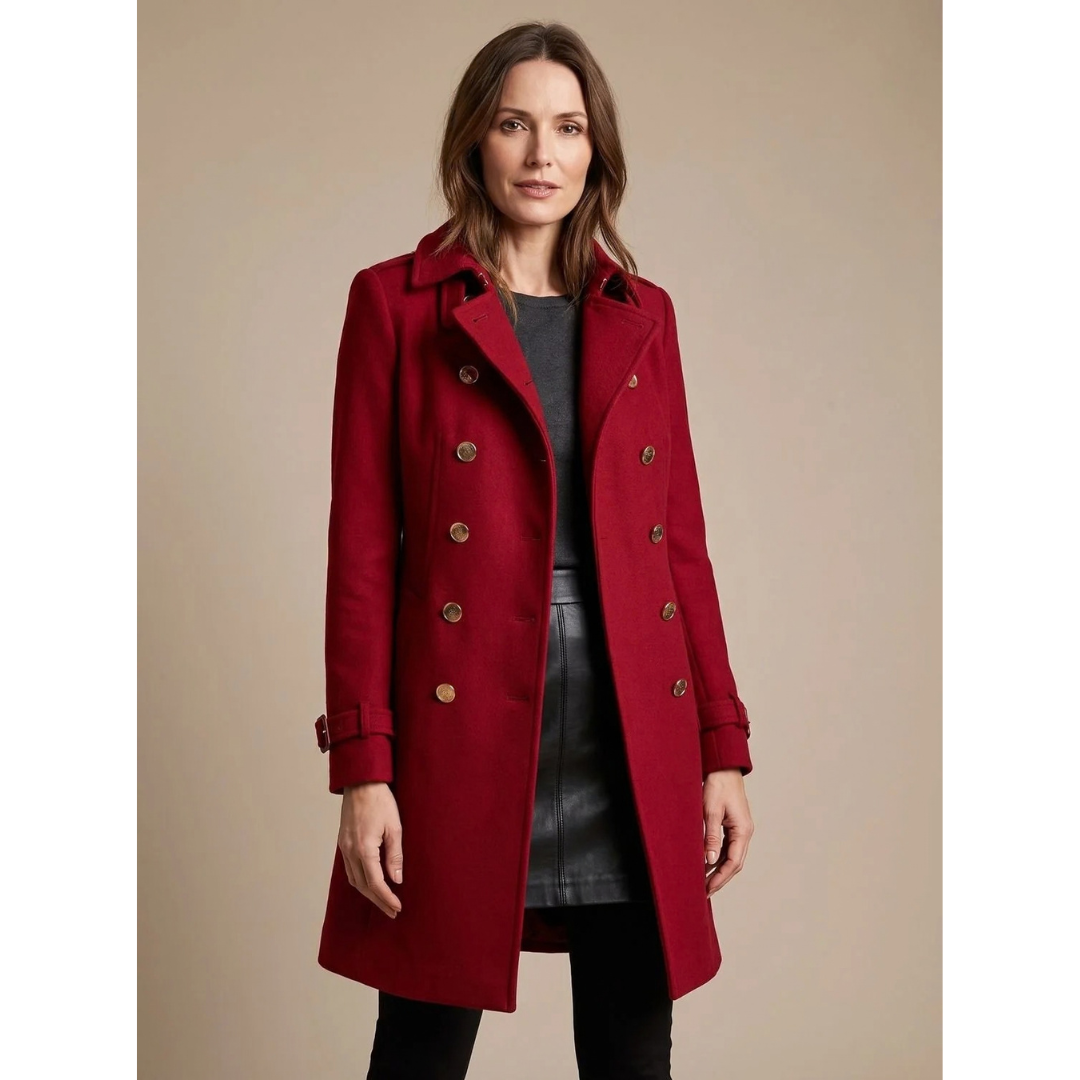Hanni | Damen Winterjacke im Zweireiher Stil mit Wollmantel