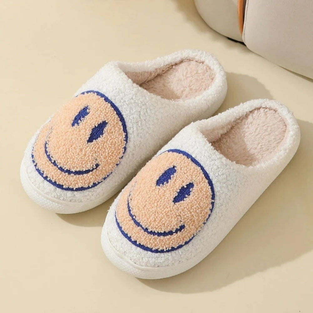 Hausschuhe mit Smiley-Design – Gepolsterte Hausschuhe für Zuhause