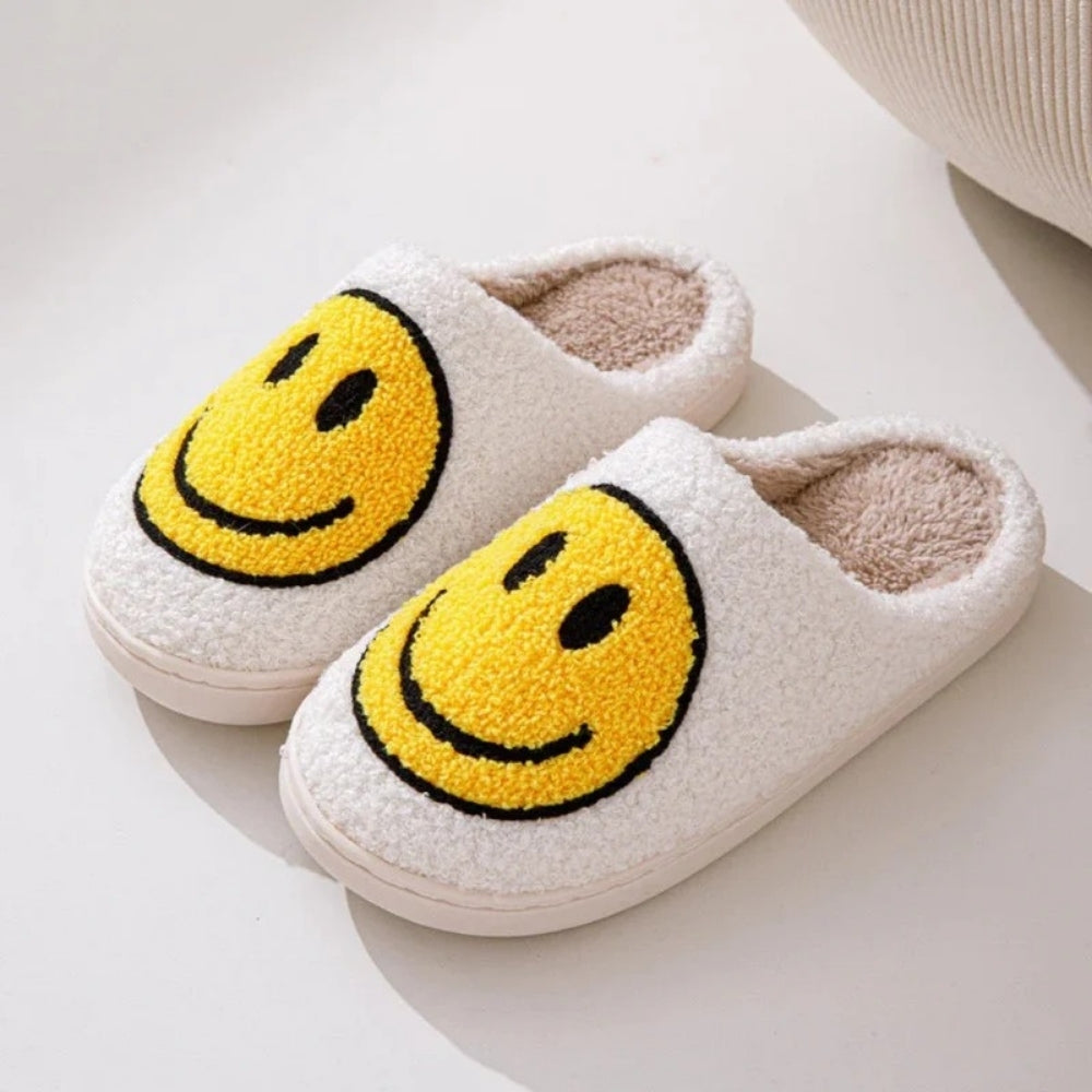 Hausschuhe mit Smiley-Design – Gepolsterte Hausschuhe für Zuhause
