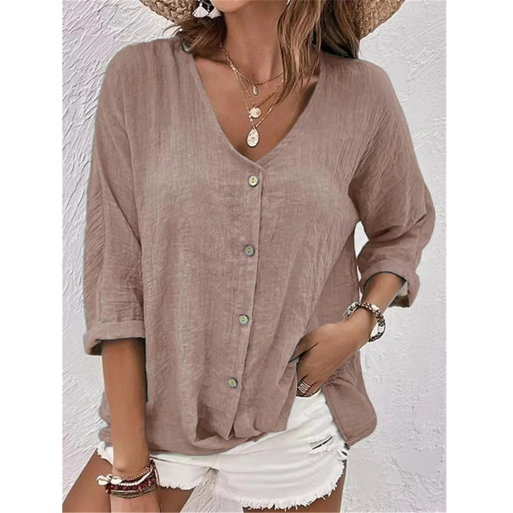 Hedwig | Damen Stilvolle Bluse V-Ausschnitt Elegant Modern
