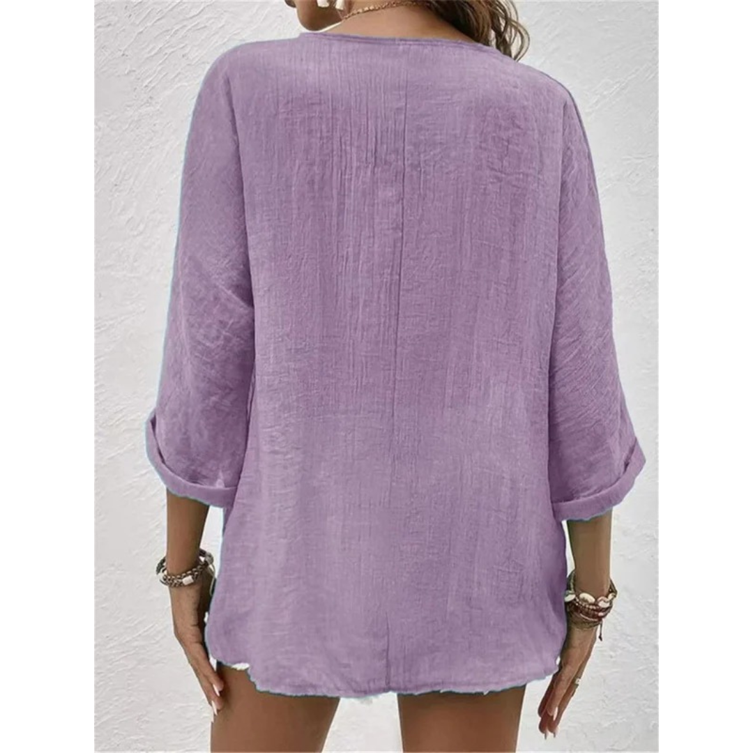 Hedwig | Damen Stilvolle Bluse V-Ausschnitt Elegant Modern
