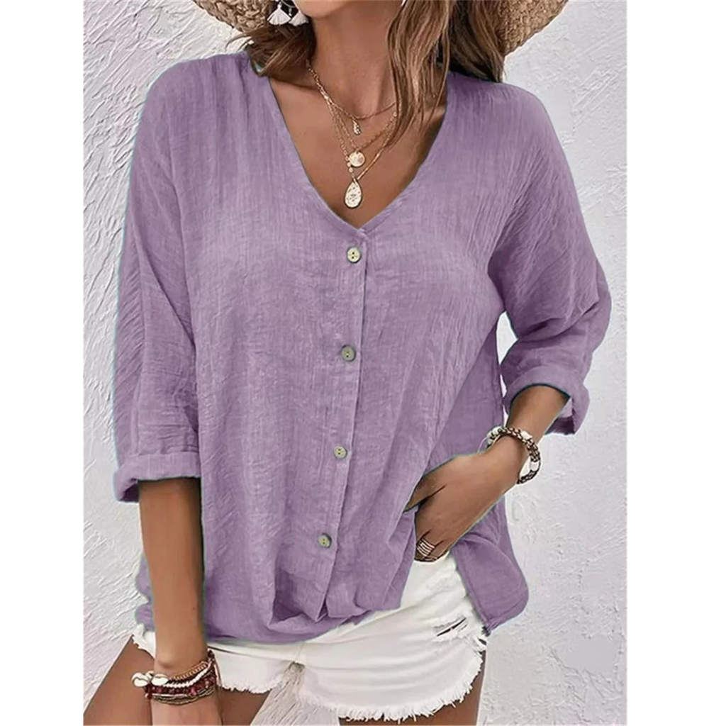 Hedwig | Damen Stilvolle Bluse V-Ausschnitt Elegant Modern