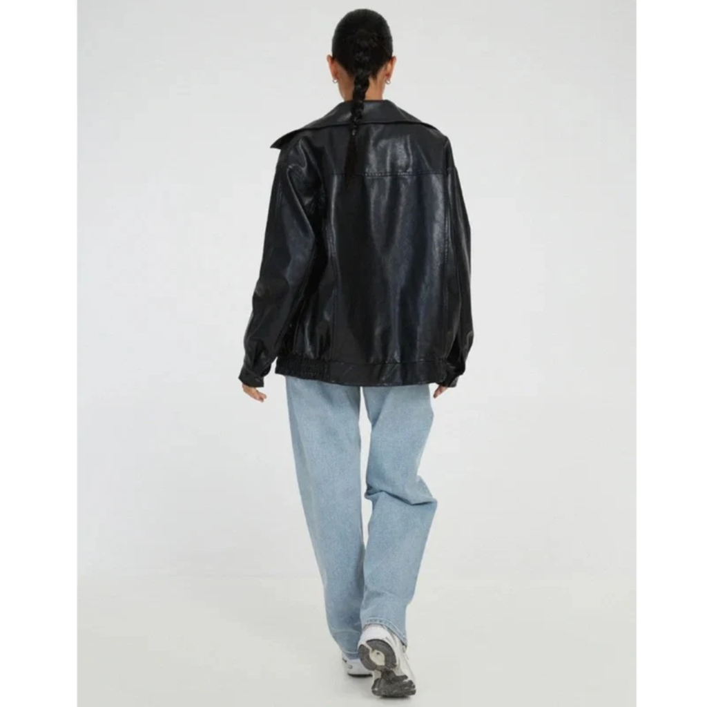 Heidi | Oversized Kunstlederjacke mit Reißverschluss