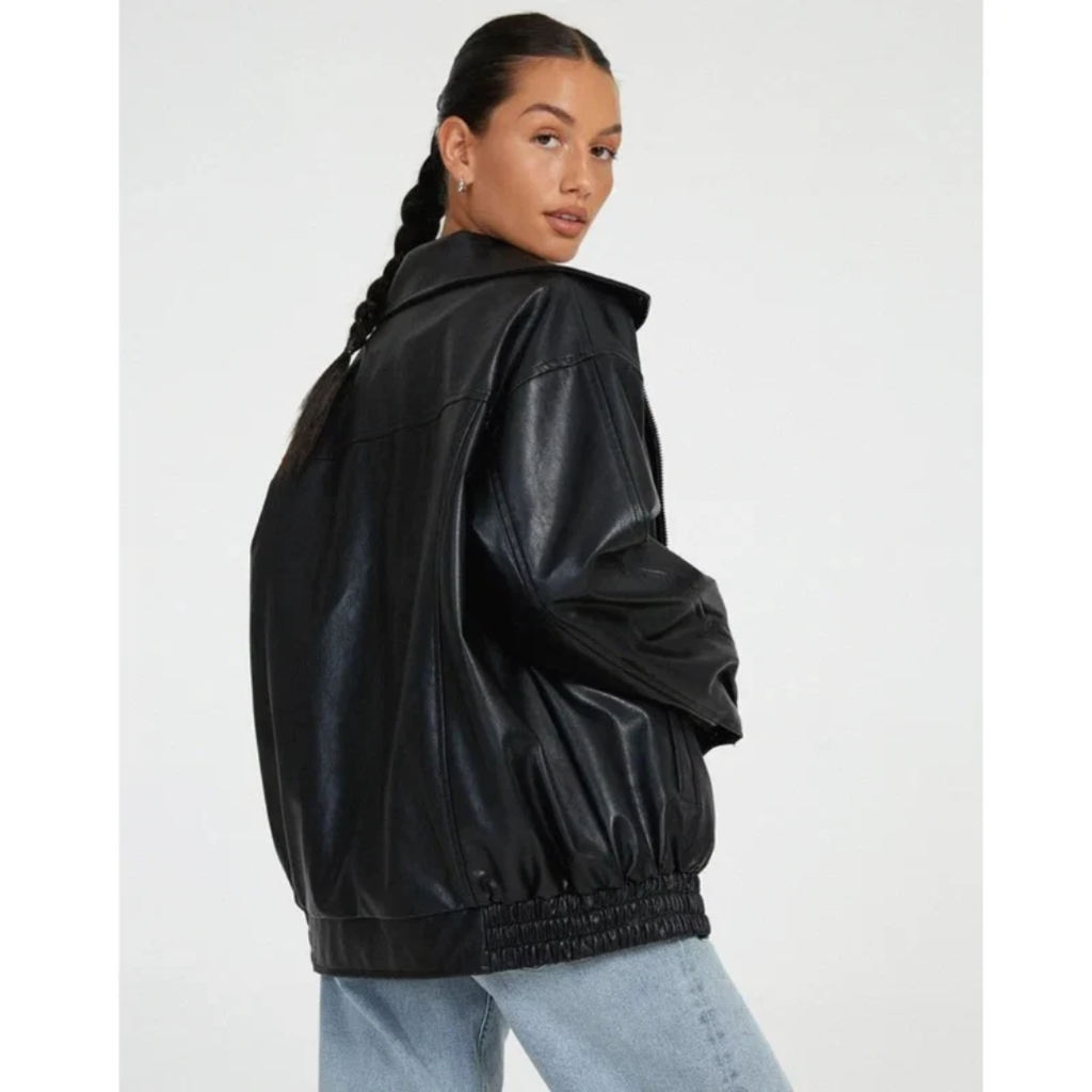 Heidi | Oversized Kunstlederjacke mit Reißverschluss
