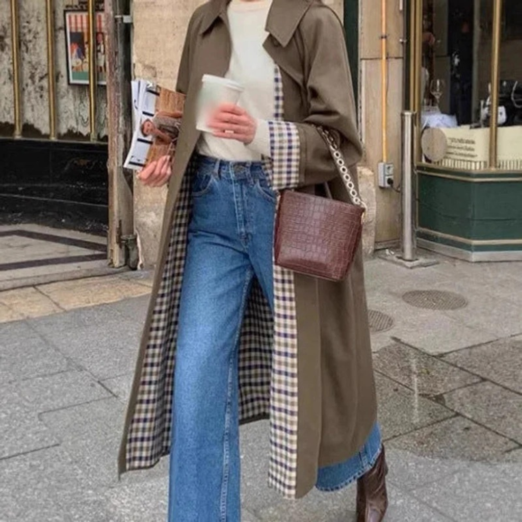 Heidrun | Damen Khaki Oversize Trench Coat für Alltag