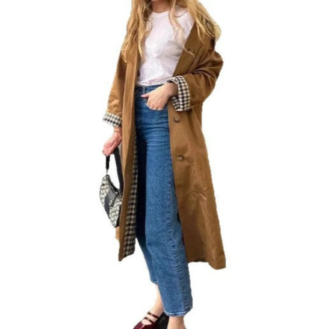 Heidrun | Damen Khaki Oversize Trench Coat für Alltag