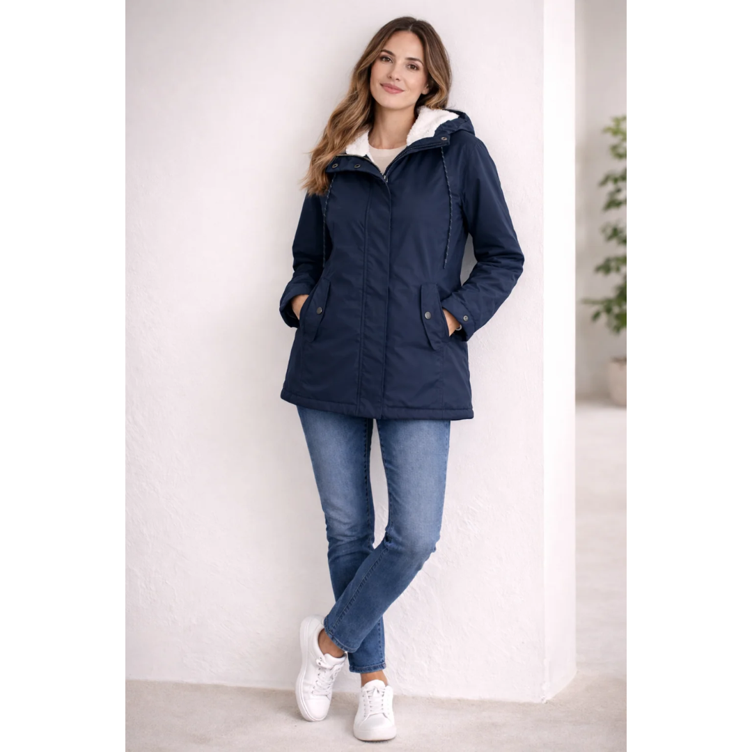 Helena | Damen Lange Wasserdichte Winterjacke mit Kapuze