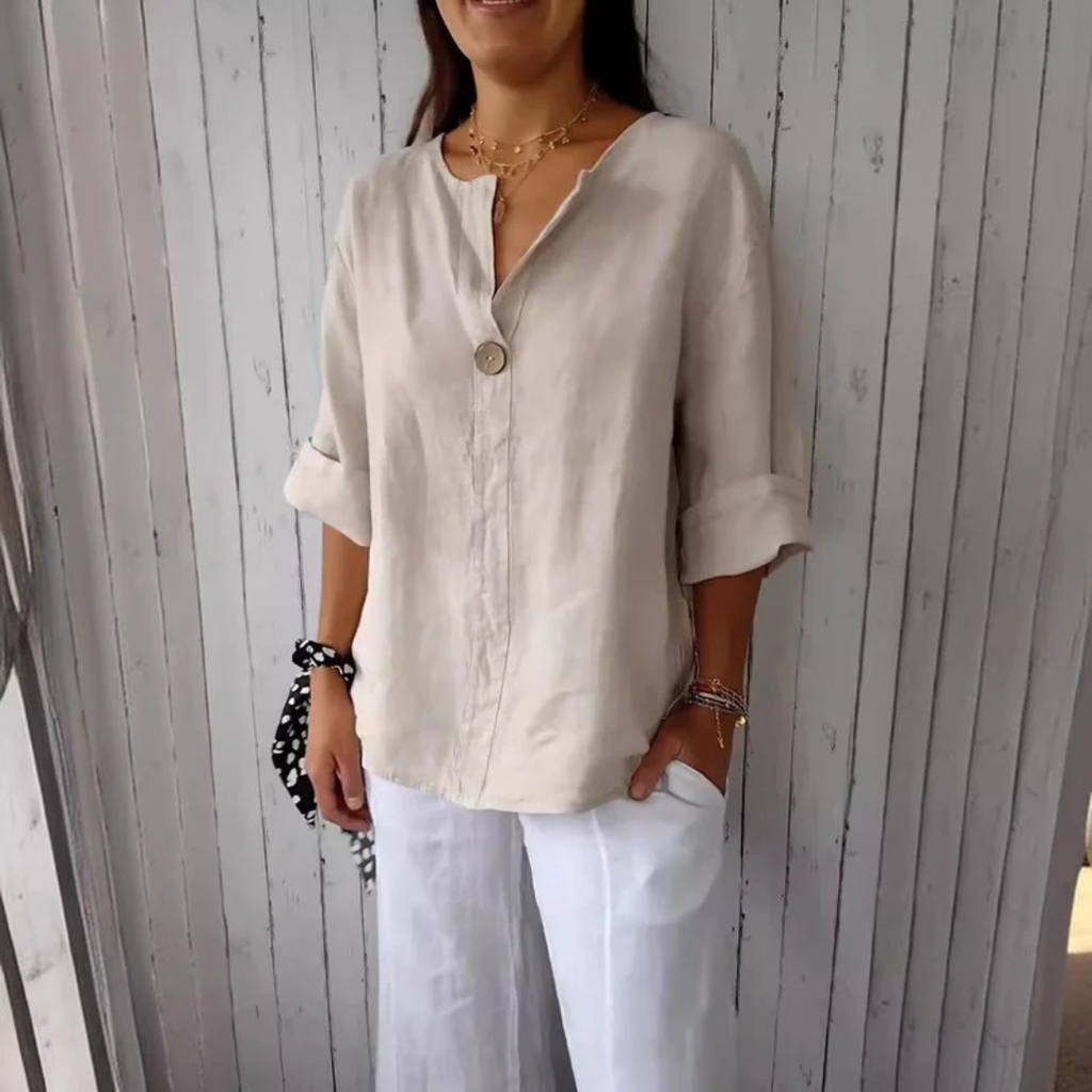 Helene | Damen Bluse Mit V Ausschnitt