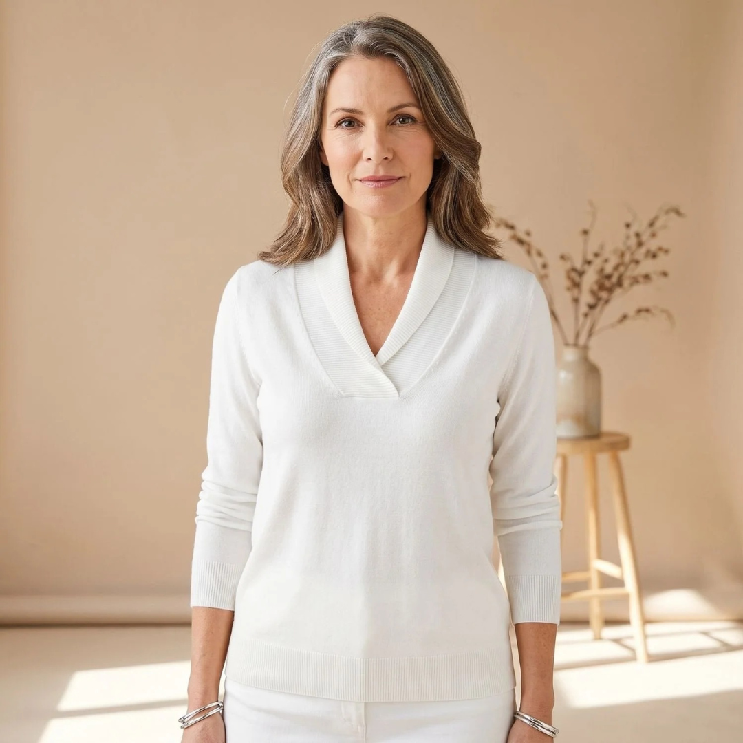 Helene | Damen Pullover mit V-Ausschnitt und Revers