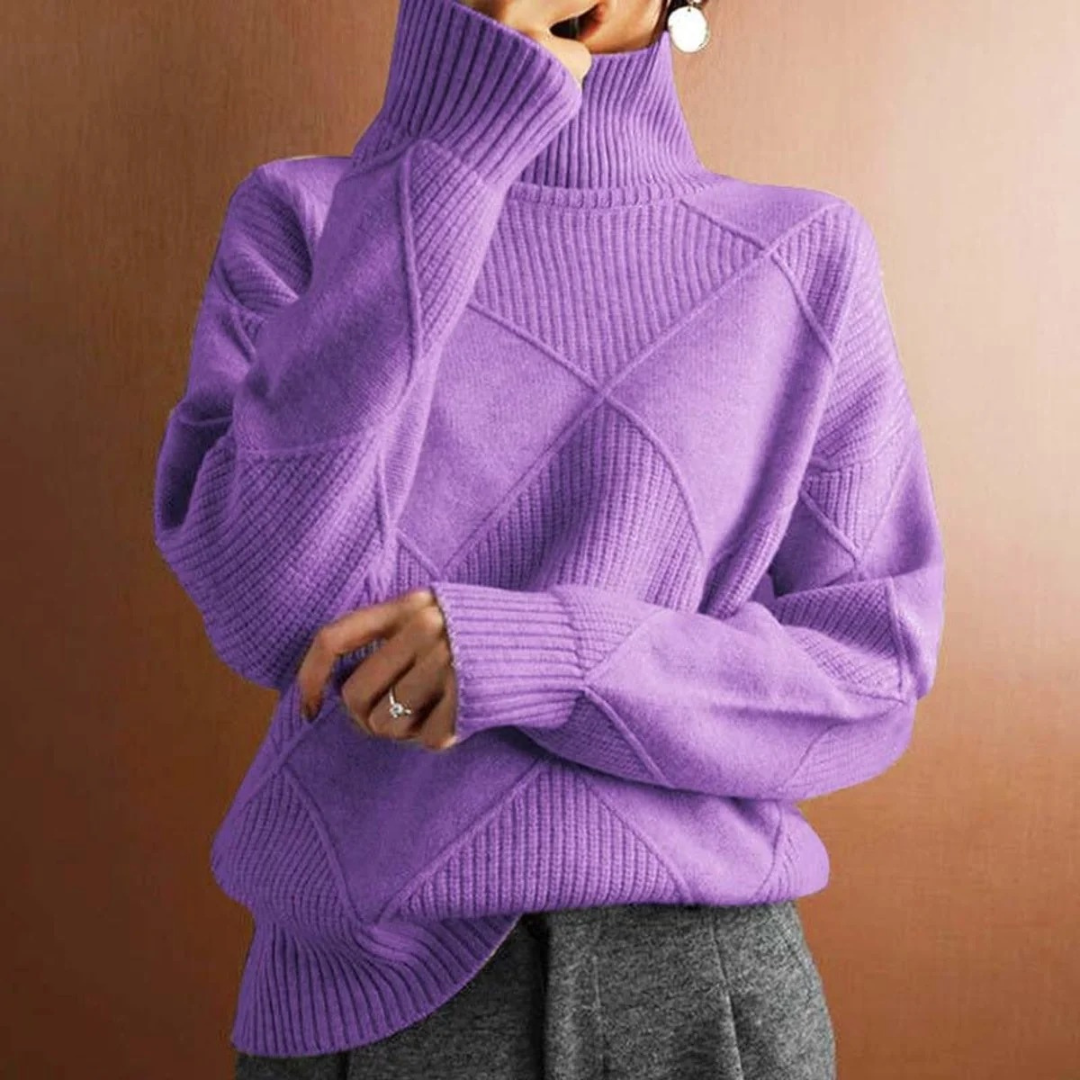 Helene | Damen Strickpullover mit Rollkragen und Rauten