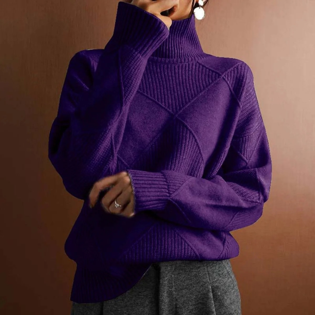 Helene | Damen Strickpullover mit Rollkragen und Rauten