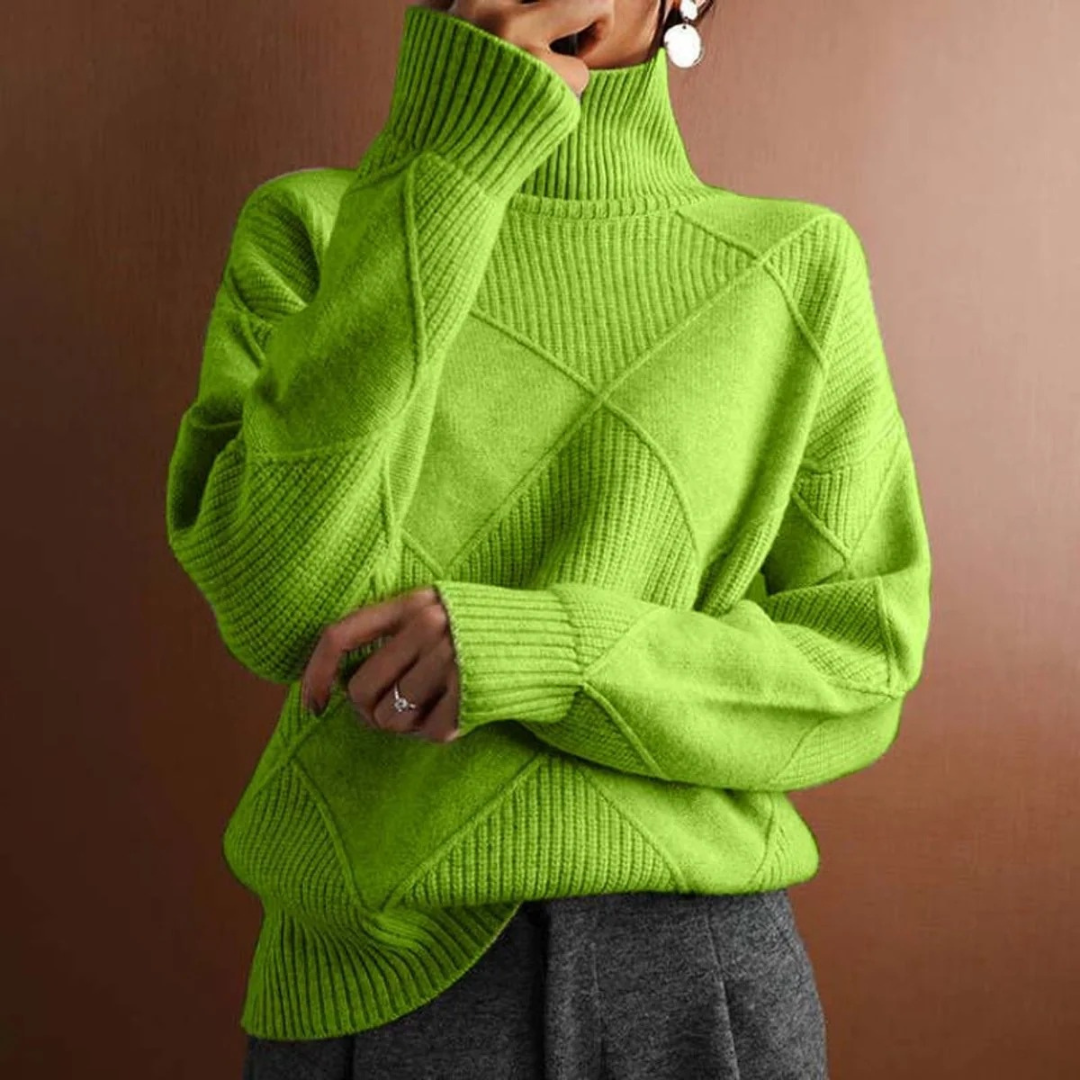 Helene | Damen Strickpullover mit Rollkragen und Rauten