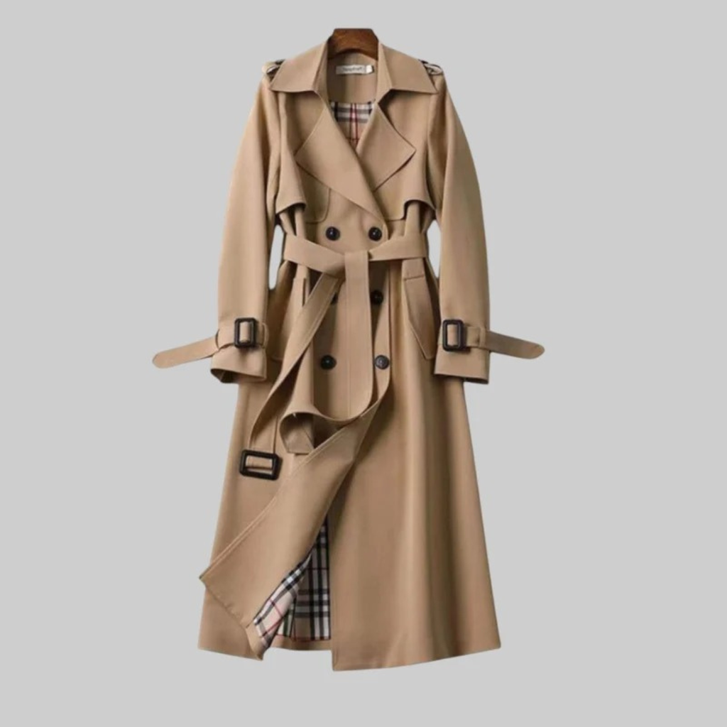Helga | Damen Langer Trench Coat mit Gürtel