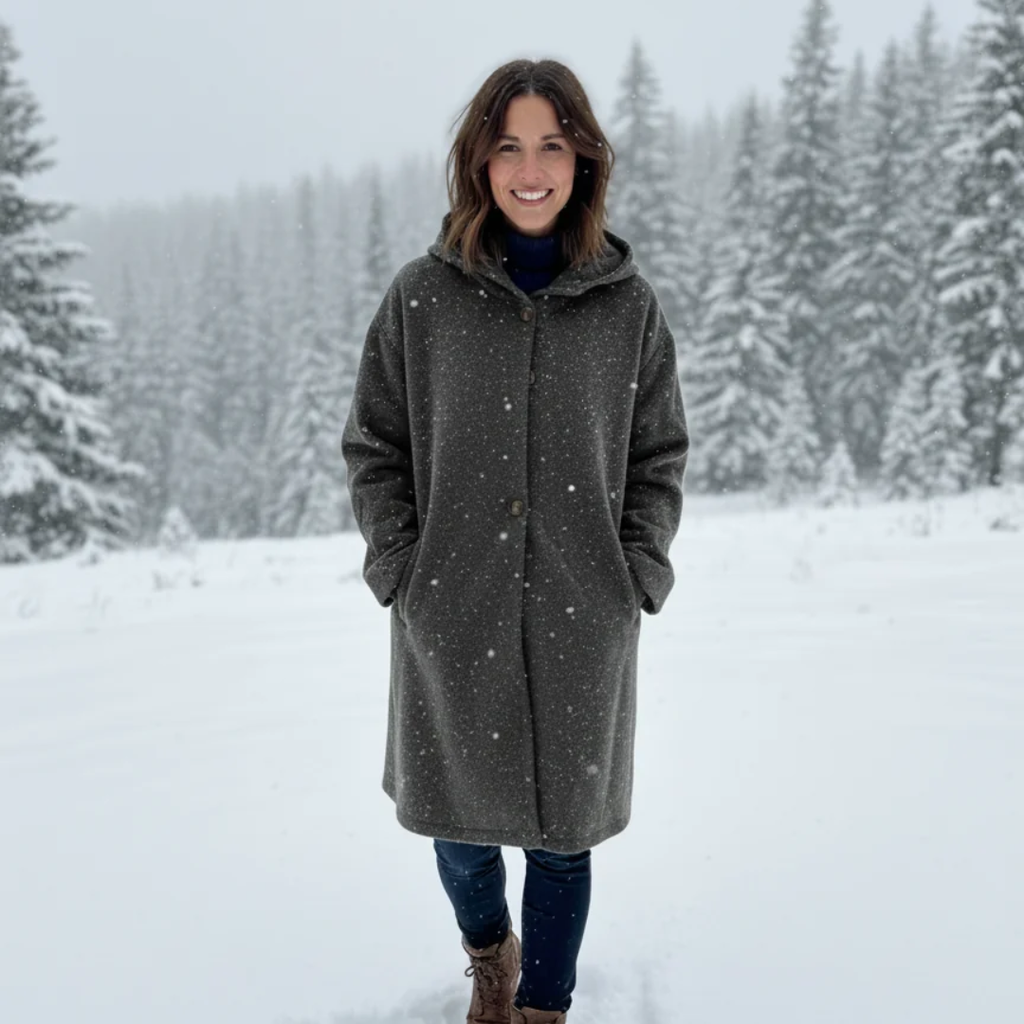 Helga | Damen Winterjacke mit langem Schnitt und Kapuze