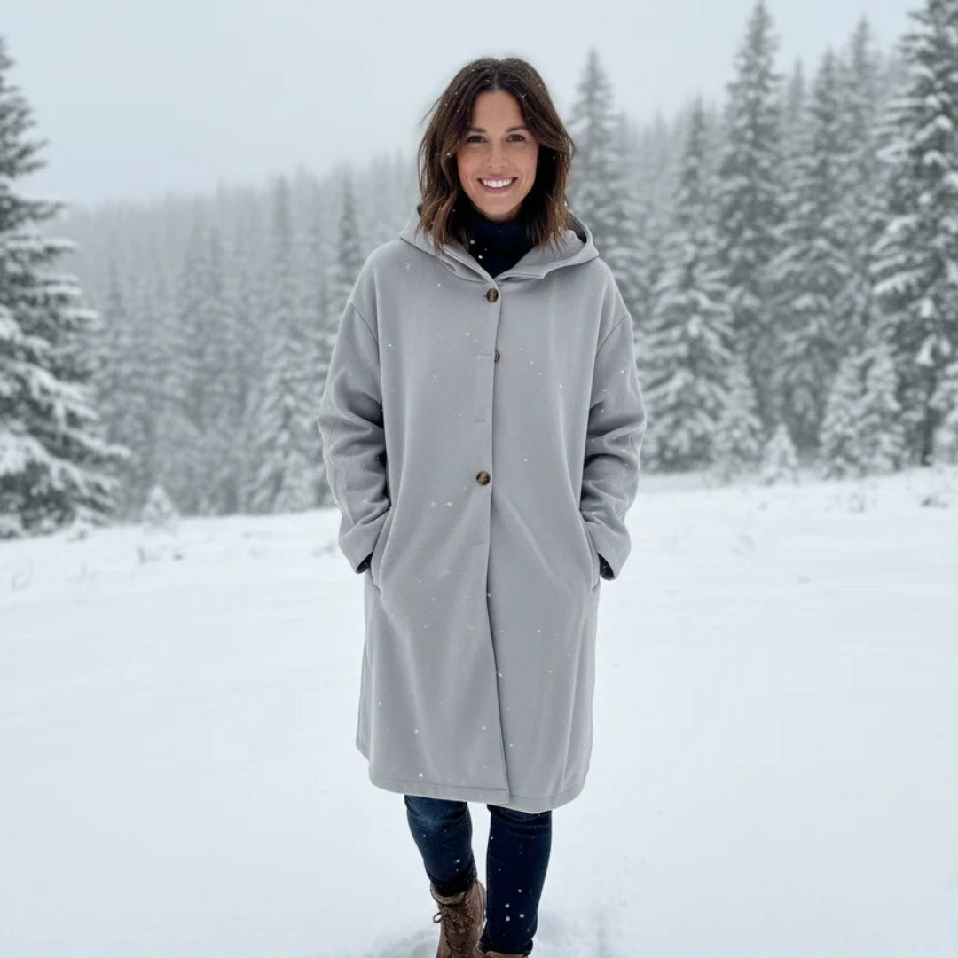 Helga | Damen Winterjacke mit langem Schnitt und Kapuze