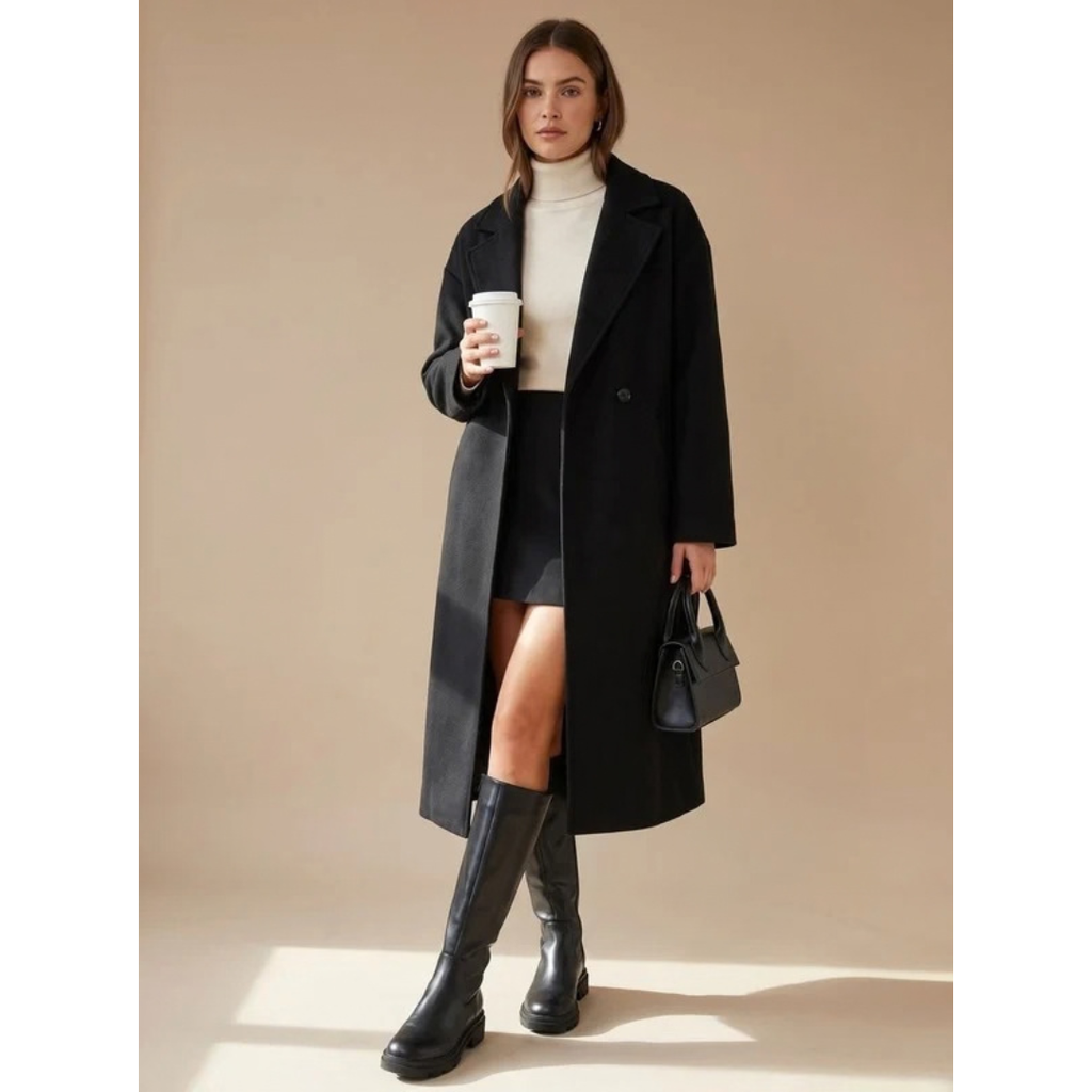 Helga | Damen Wollmantel mit Oversize Design und Knöpfen