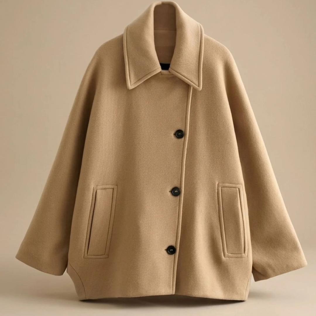 Helga | Damen Wollmantel mit Oversize Design und Knöpfen