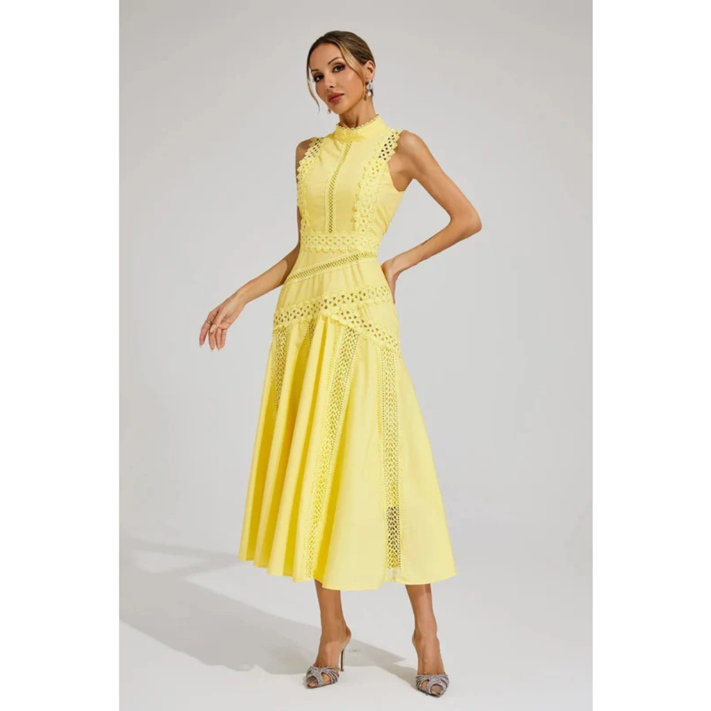 Henriette | Damen Elegant Midikleid Spitze Hochzeit