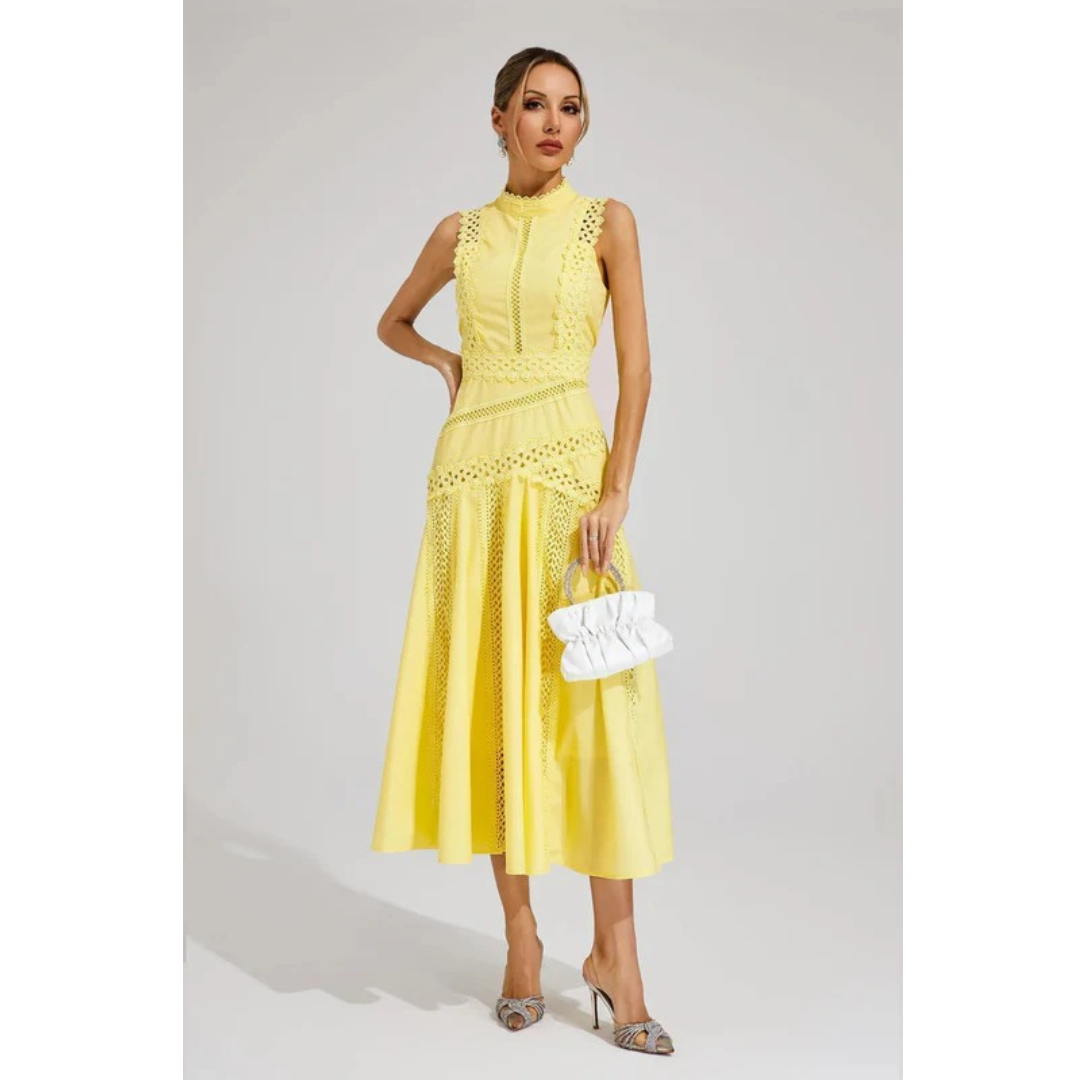 Henriette | Damen Elegant Midikleid Spitze Hochzeit
