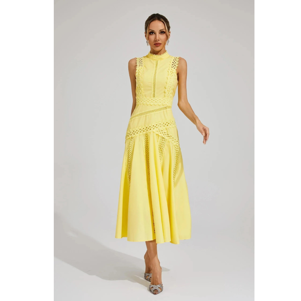 Henriette | Damen Elegant Midikleid Spitze Hochzeit