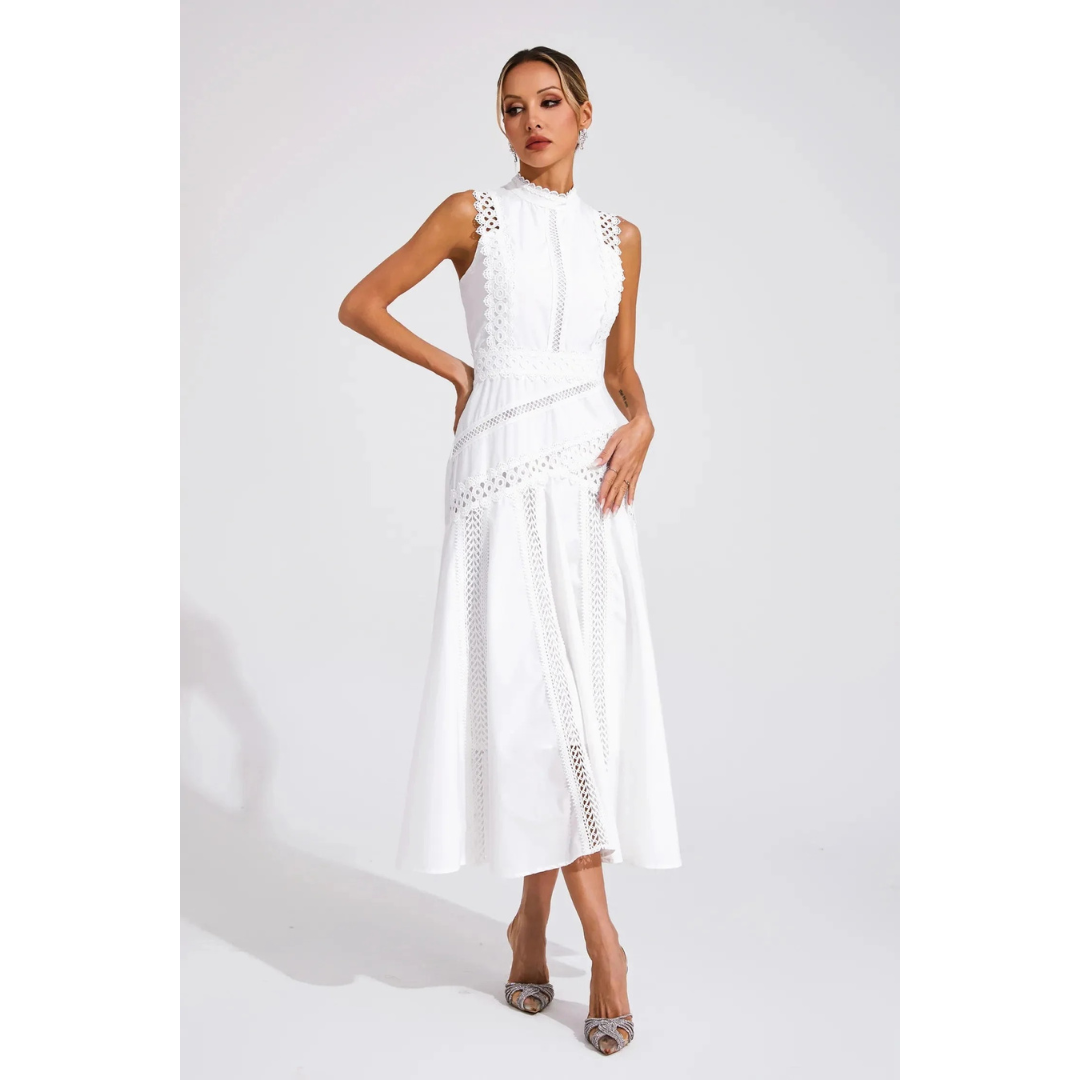 Henriette | Damen Elegant Midikleid Spitze Hochzeit