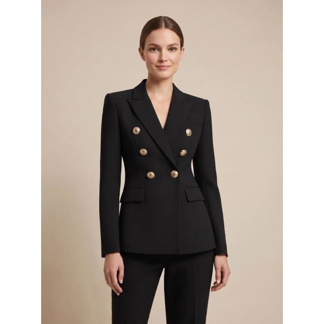 Henriette | Damen Zweireiher Blazer mit goldenen Knöpfen