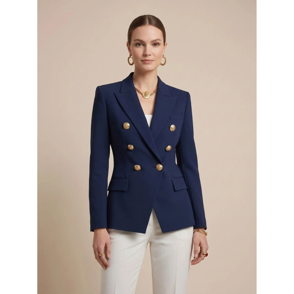 Henriette | Damen Zweireiher Blazer mit goldenen Knöpfen