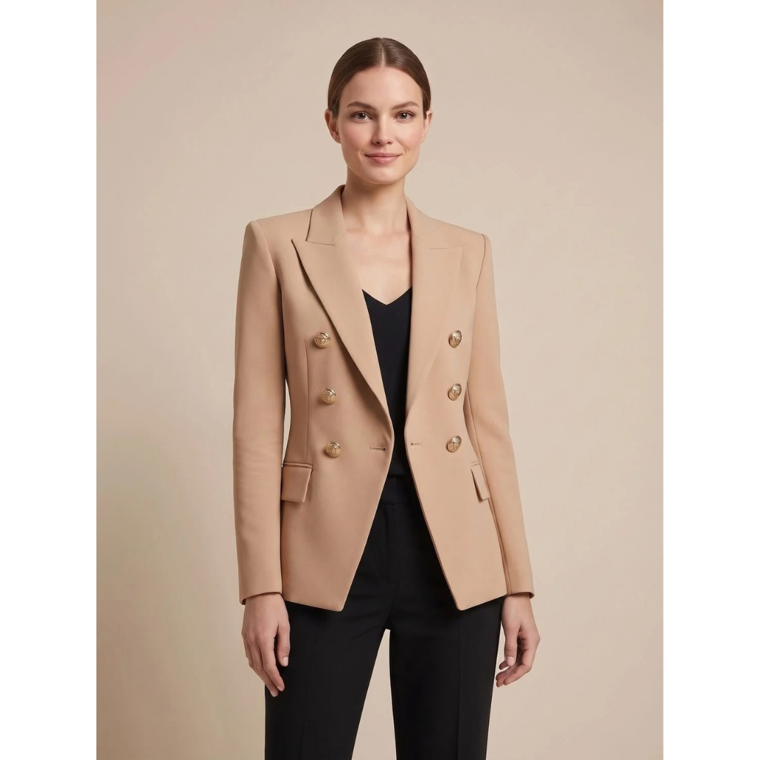 Henriette | Damen Zweireiher Blazer mit goldenen Knöpfen
