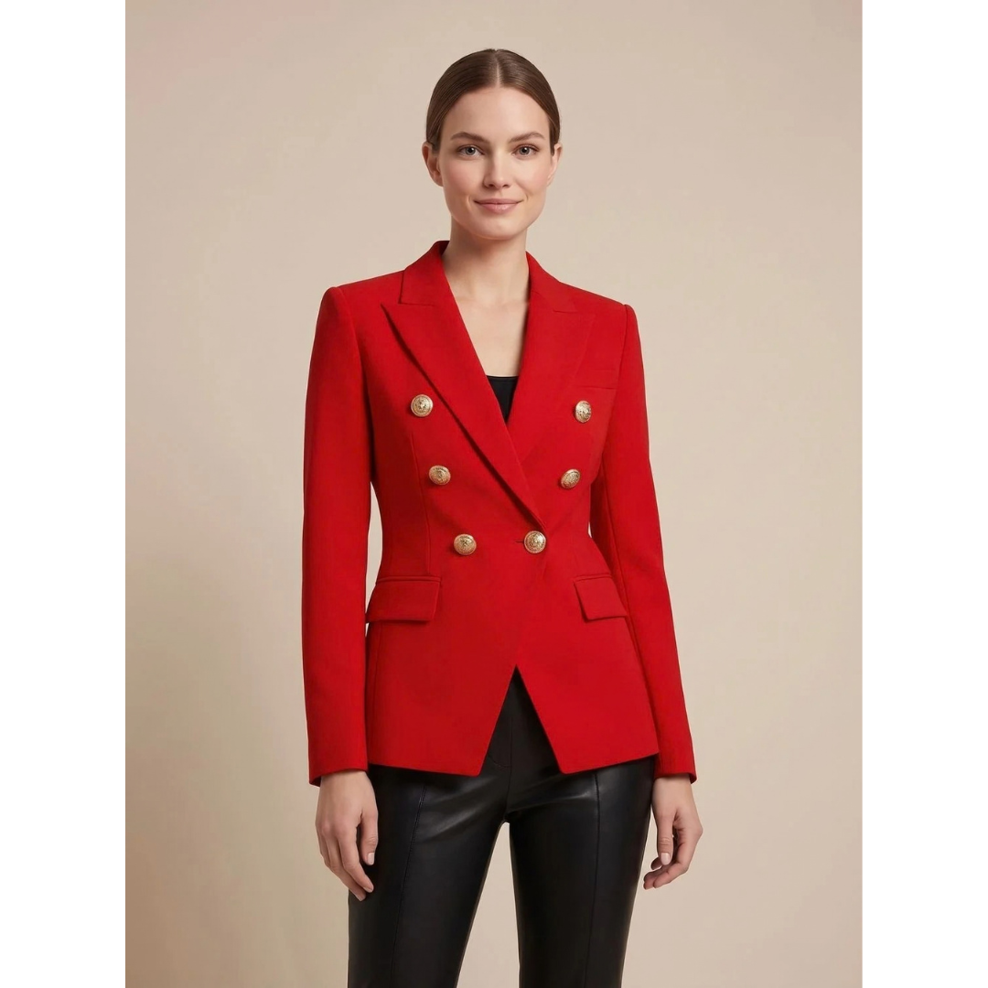 Henriette | Damen Zweireiher Blazer mit goldenen Knöpfen