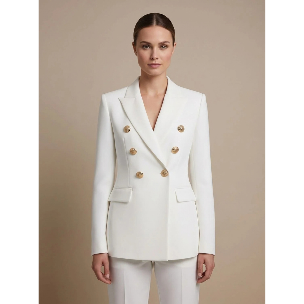 Henriette | Damen Zweireiher Blazer mit goldenen Knöpfen
