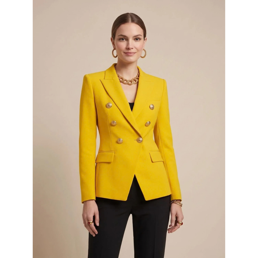 Henriette | Damen Zweireiher Blazer mit goldenen Knöpfen