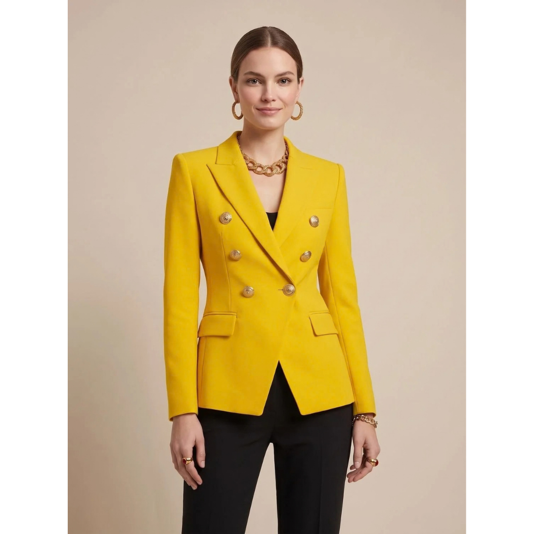 Henriette | Damen Zweireiher Blazer mit goldenen Knöpfen