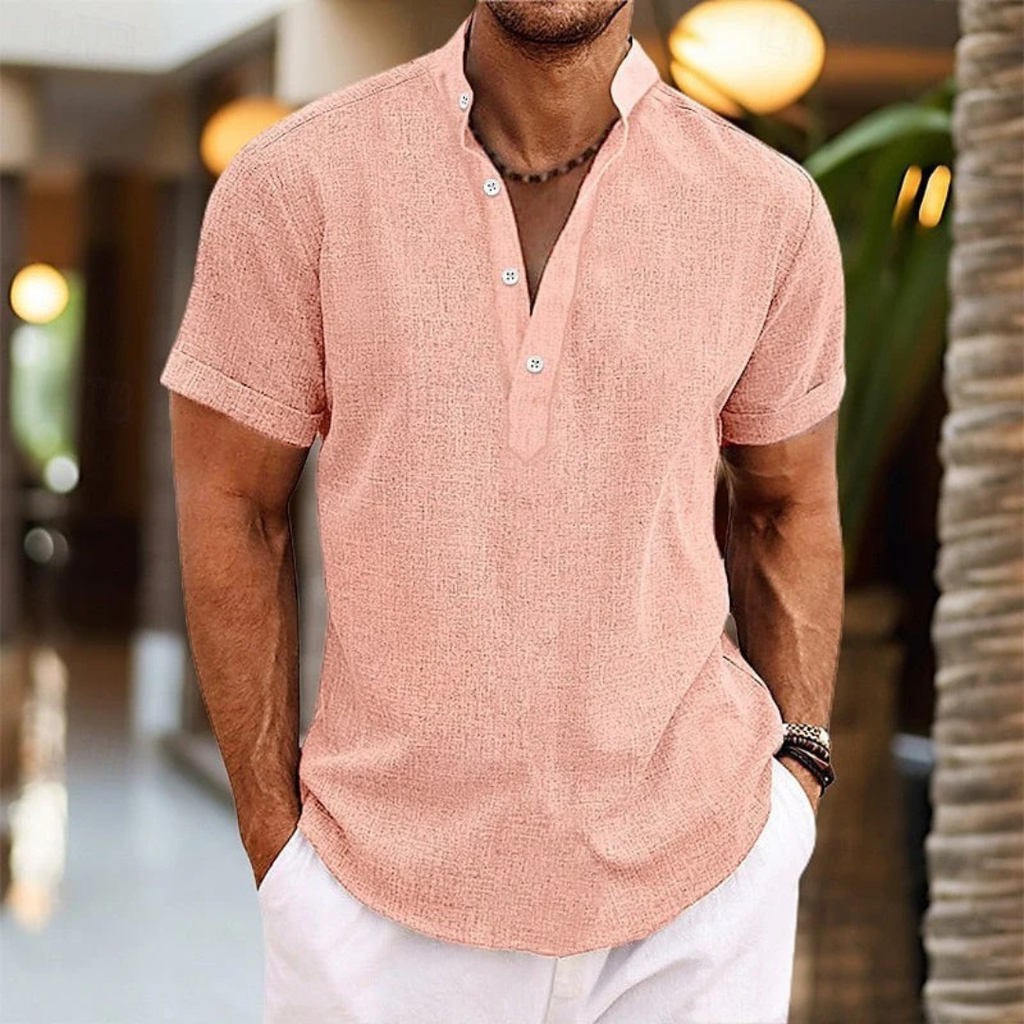 Henrik | Herren Hemd Henley Komfortabel