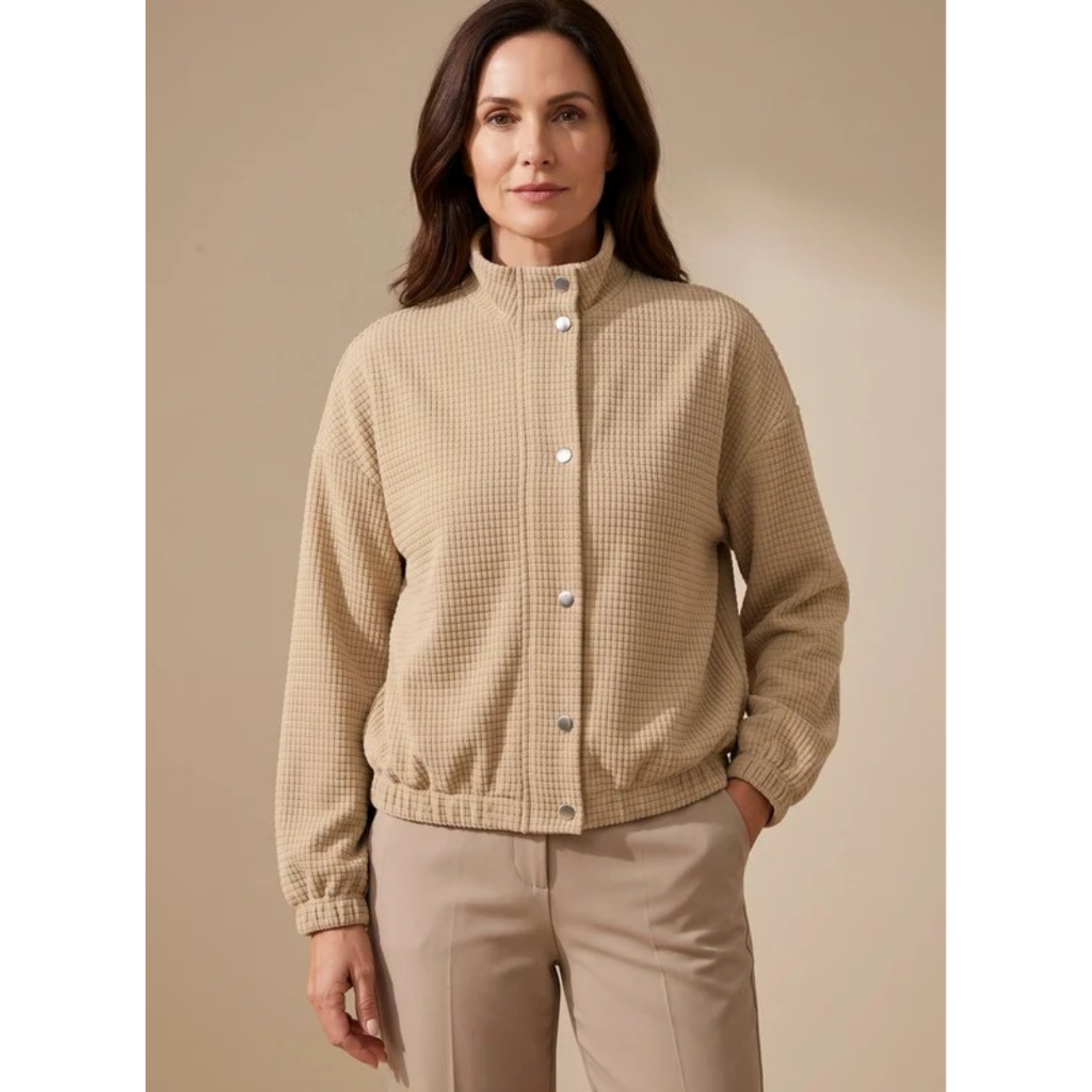 Henrike | Damen Jacke mit Struktur, Stehkragen und Elastischen Bündchen