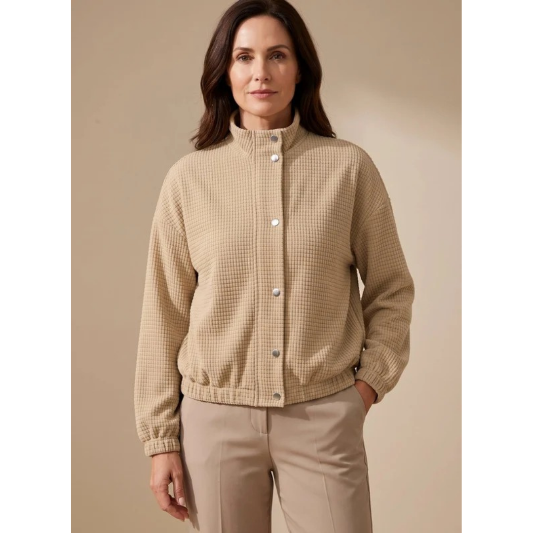 Henrike | Damen Jacke mit Struktur, Stehkragen und Elastischen Bündchen