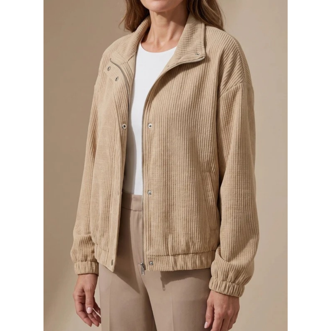 Henrike | Damen Jacke mit Struktur, Stehkragen und Elastischen Bündchen