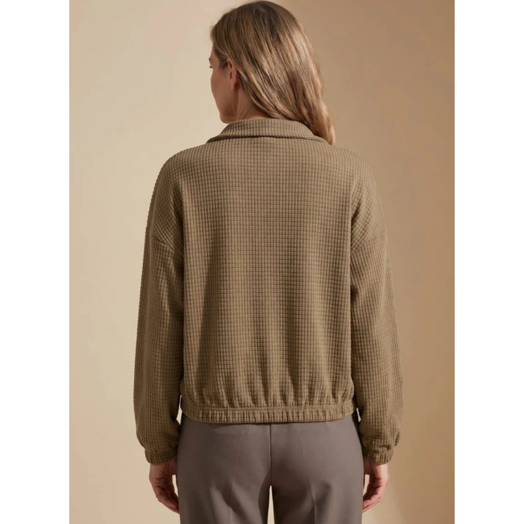 Henrike | Damen Jacke mit Struktur, Stehkragen und Elastischen Bündchen