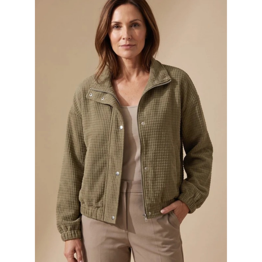 Henrike | Damen Jacke mit Struktur, Stehkragen und Elastischen Bündchen