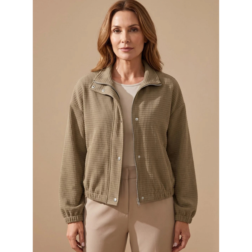 Henrike | Damen Jacke mit Struktur, Stehkragen und Elastischen Bündchen