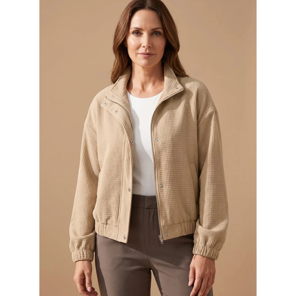Henrike | Damen Jacke mit Struktur, Stehkragen und Elastischen Bündchen